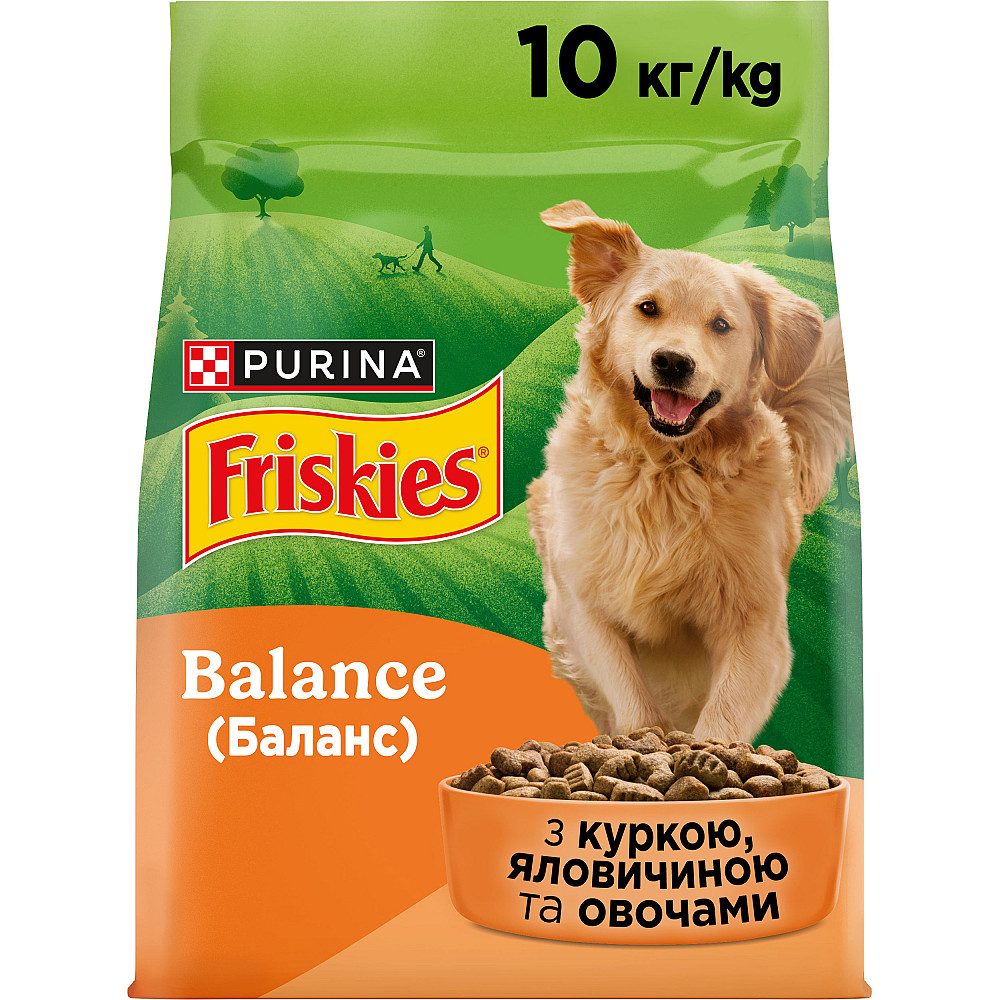 Сухий корм FRISKIES Balance для дорослих собак, з куркою, яловичиною та овочами, 10 кг Київ - фото 1