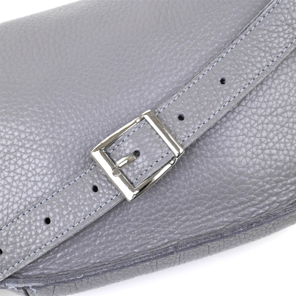 Оригінальна жіноча бананка із натуральної шкіри Shvigel 16379 Сірий Київ - фото 7