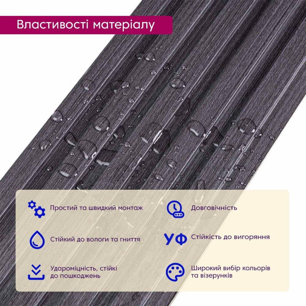 Декоративна стінова рейка графітова Київ - фото 4