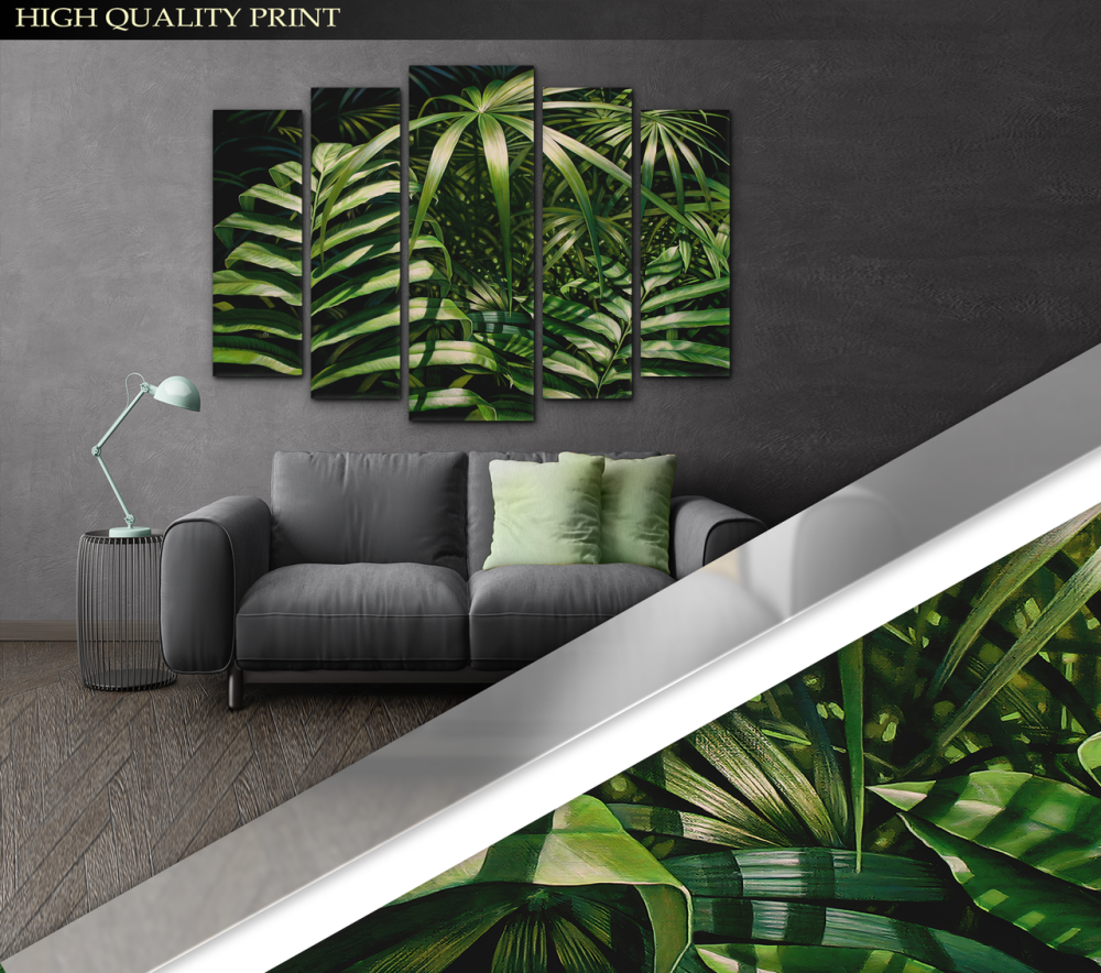 Модульна картина у вітальню / спальню Папороті мальовані Art-481_5 ( 80х118см ) Київ - фото 3