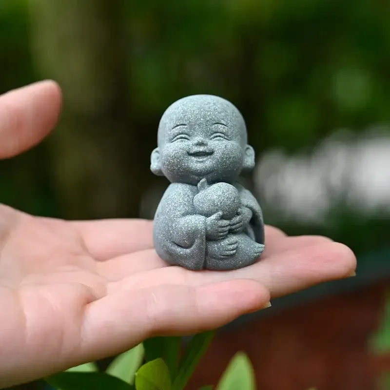 Фігурка Будда з каченям із каменю – міні статуетка для дому, декору та подарунка Київ - фото 1