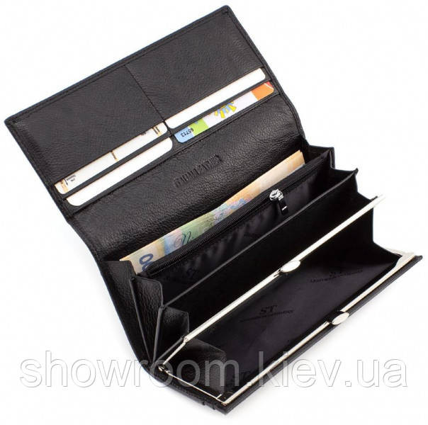 Жіночий шкіряний зручний гаманець (15011) чорний Київ - фото 3