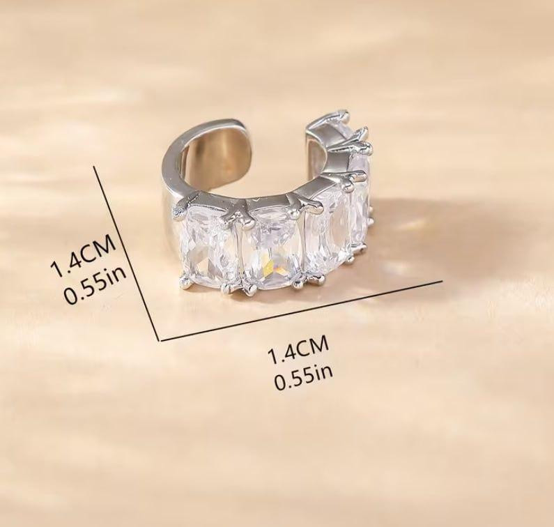 Кафф серьга без прокола с цирконием, клипса на ухо с камнями, ear cuff серебристый Киев - изображение 4