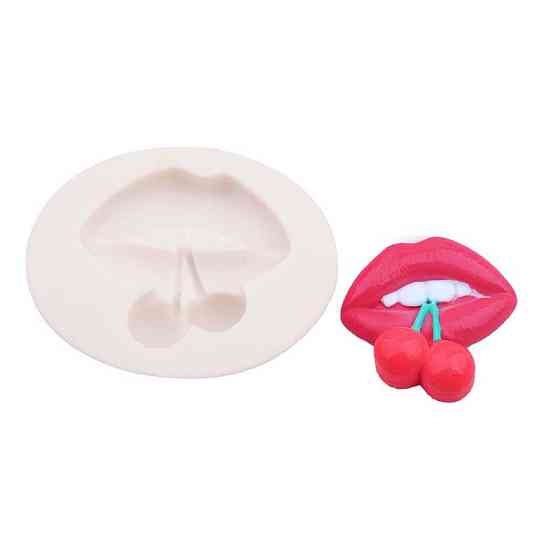 Силиконовый молд Губы с вишней 65 мм серый Киев