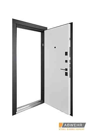 Двери входные, квартирные ABWEHR. Модель 554/0 SUNSET Цвет Черная шагрень / Белый супермат 960 Киев