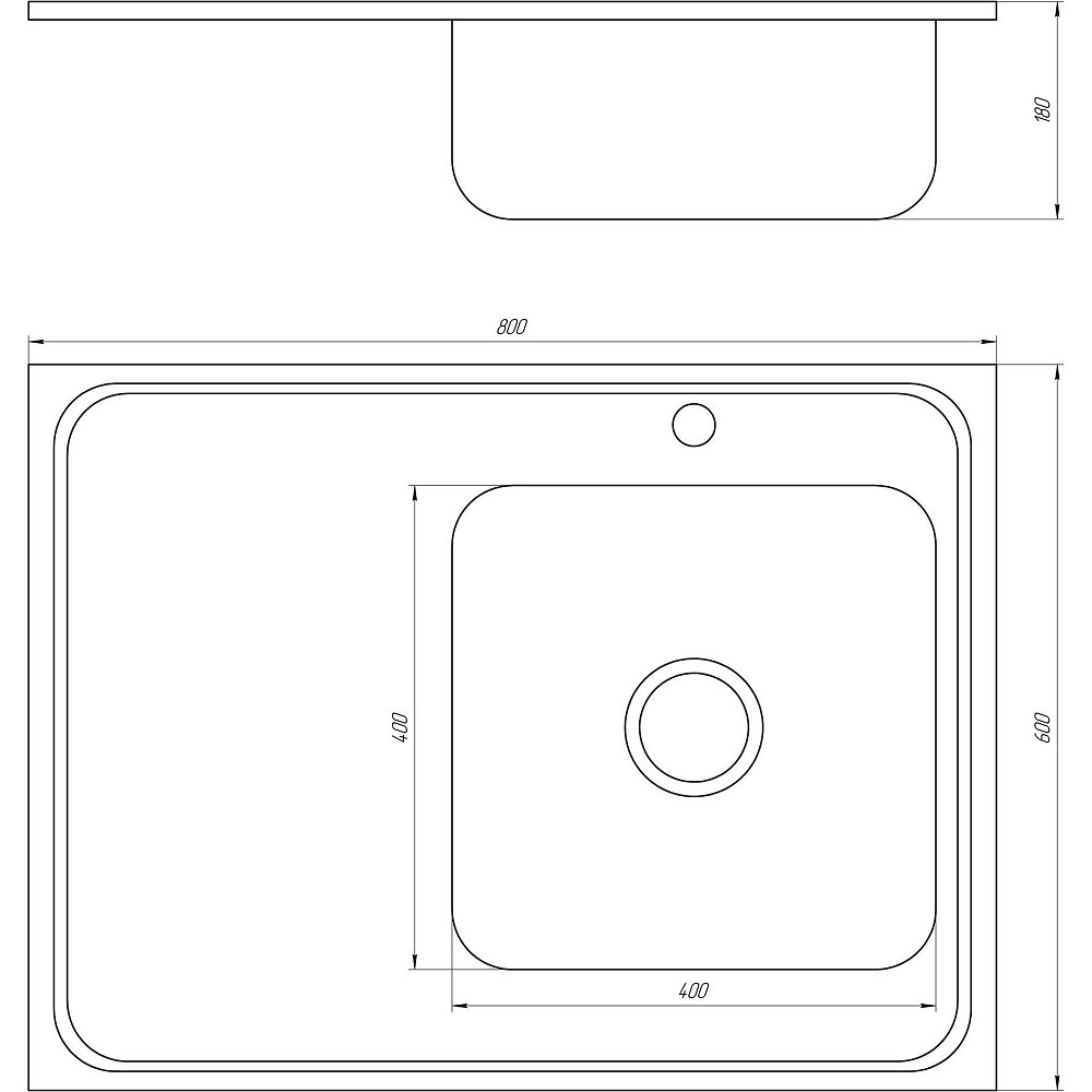 Мийка кухонна накладна прямокутна 800х600х180 Decor Right MR 8060 R D Mira Луцьк - фото 2