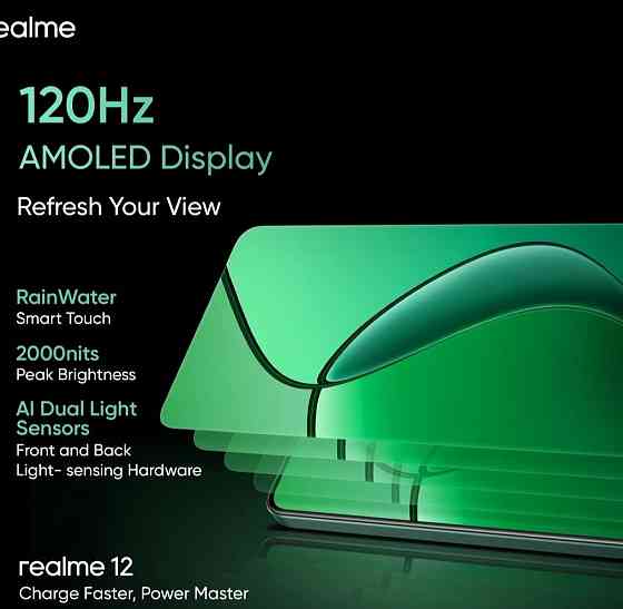 Телефон Realme 12 4G 8/256Gb. 8/512Gb. Green Global NFC 67w. Amoled 120Hz. Sony LYT -6 Київ
