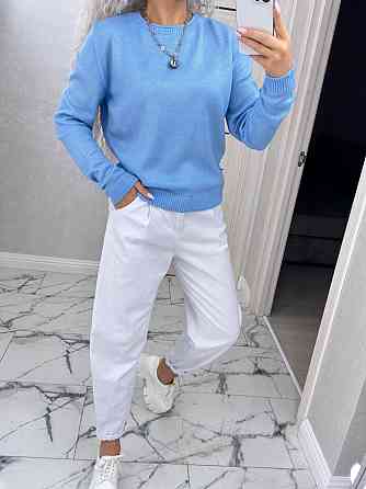 Джемпер кофта в'язаний теплий жіночий базовий Блакитний Київ