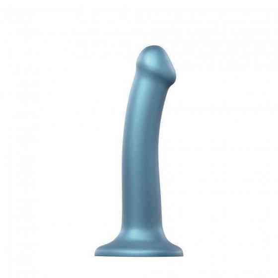 Насадка для страпона Strap-On-Me Mono Density Dildo Blue M, диам. 3,3см, однослойный силикон, гибкий Sex Aura Киев