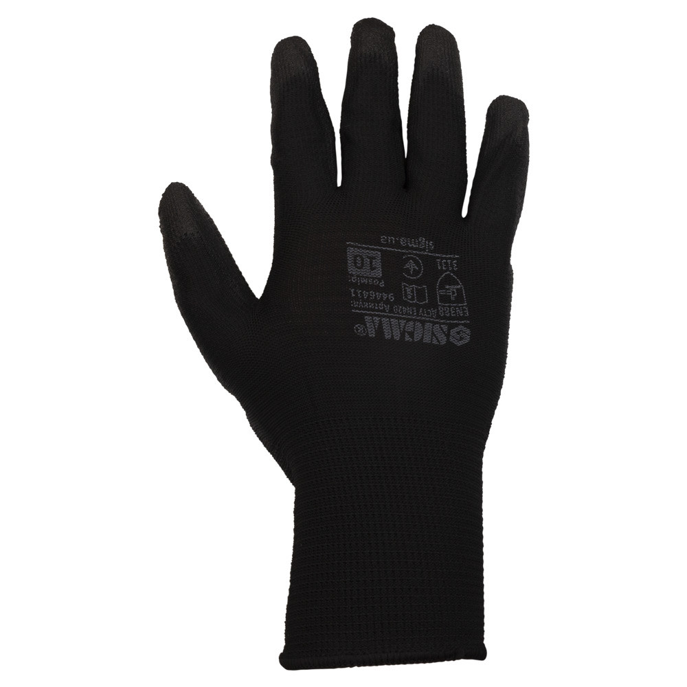 Sigma Перчатки трикотажные с частичным ПУ покрытием р10 (черно-серые манжет) SIGMA (9446411) Киев - изображение 4