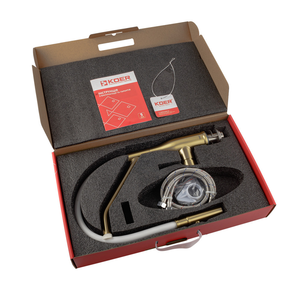 Смеситель для кухни Koer KI-70026-12 с белым силиконовым изливом (KR5212) Киев - изображение 5