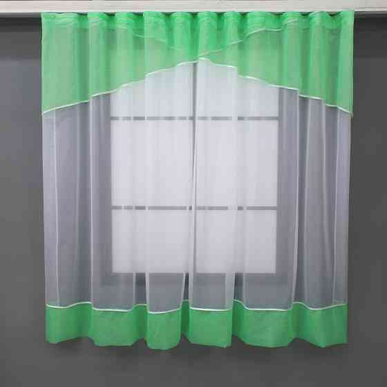 Кухонная занавеска VR-Textil № 078к белым с мятным 280х170 см (52-1054) Киев