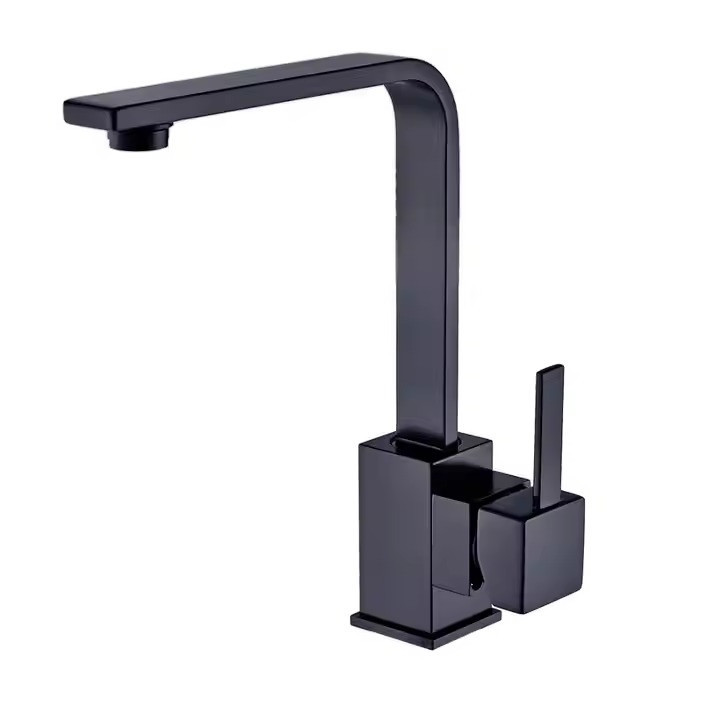 Змішувач для кухні з латунний, з нержавіючої сталі з бічним важелем, колір чорний Кам'янець-Подільський - фото 1