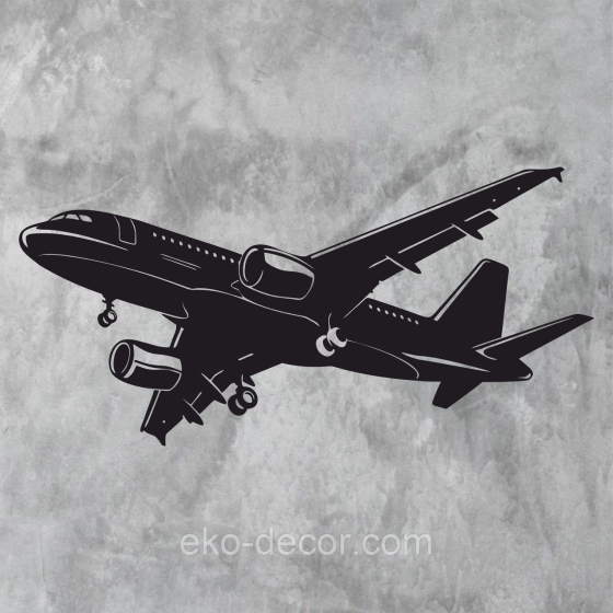 Декоративное настенное Панно «Самолет», Декор на стену 90*43 см, Черный Киев