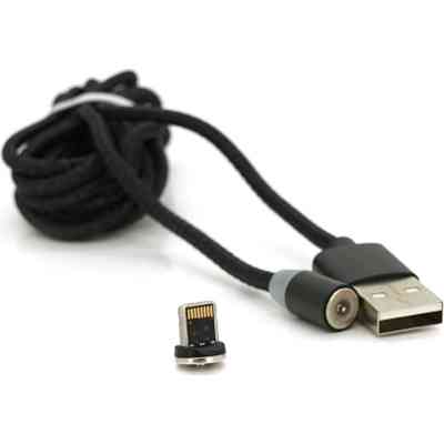 Дата кабель USB 2.0 to Lightning 2.0m 2A magnetic nylon black PiPo (18166) Винница