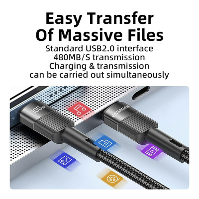 Дата кабель USB-C to USB-C 1.0m 100W black Essager (EXCTT1-XC01) Винница - изображение 3
