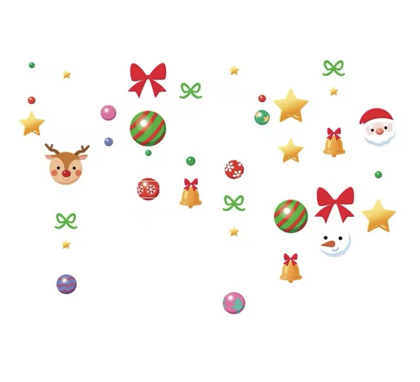Наклейки на окна новогодние Шары и игрушки картина состоит с 4 листов размером 30 на 20см силикон разноцветный Киев - изображение 3