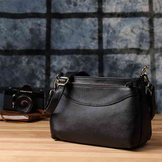 Класична жіноча сумка з жорстким дном із натуральної шкіри Vintage 22987 Чорний Київ