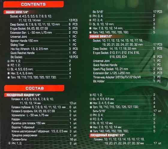 Набор инструментов 108пр. 1/4