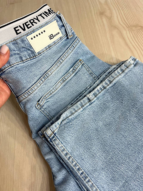 Джинсы женские I8 51896 BAGGY jeans резинка надпись широкие от бедра палаццо, голубой, 28, 28, 74 см, 108 см Киев - изображение 19