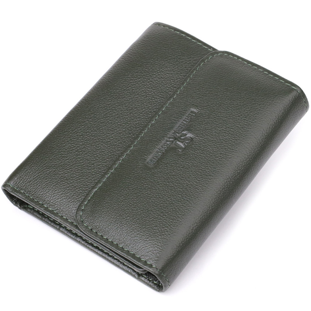 Стильный кошелек среднего размера из натуральной кожи Зеленый (ST Leather) Киев - изображение 5