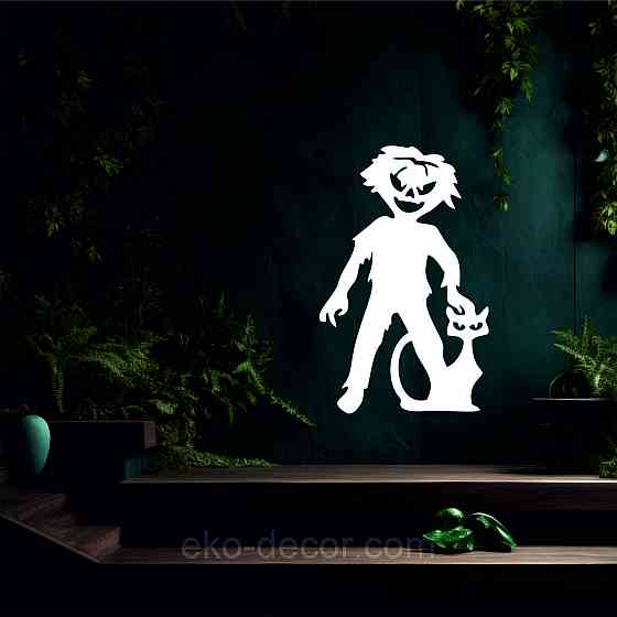 Декоративне настінне Панно «Сілует дітей. Гелловін», Декор на стіну 70*44 см, Білий Київ