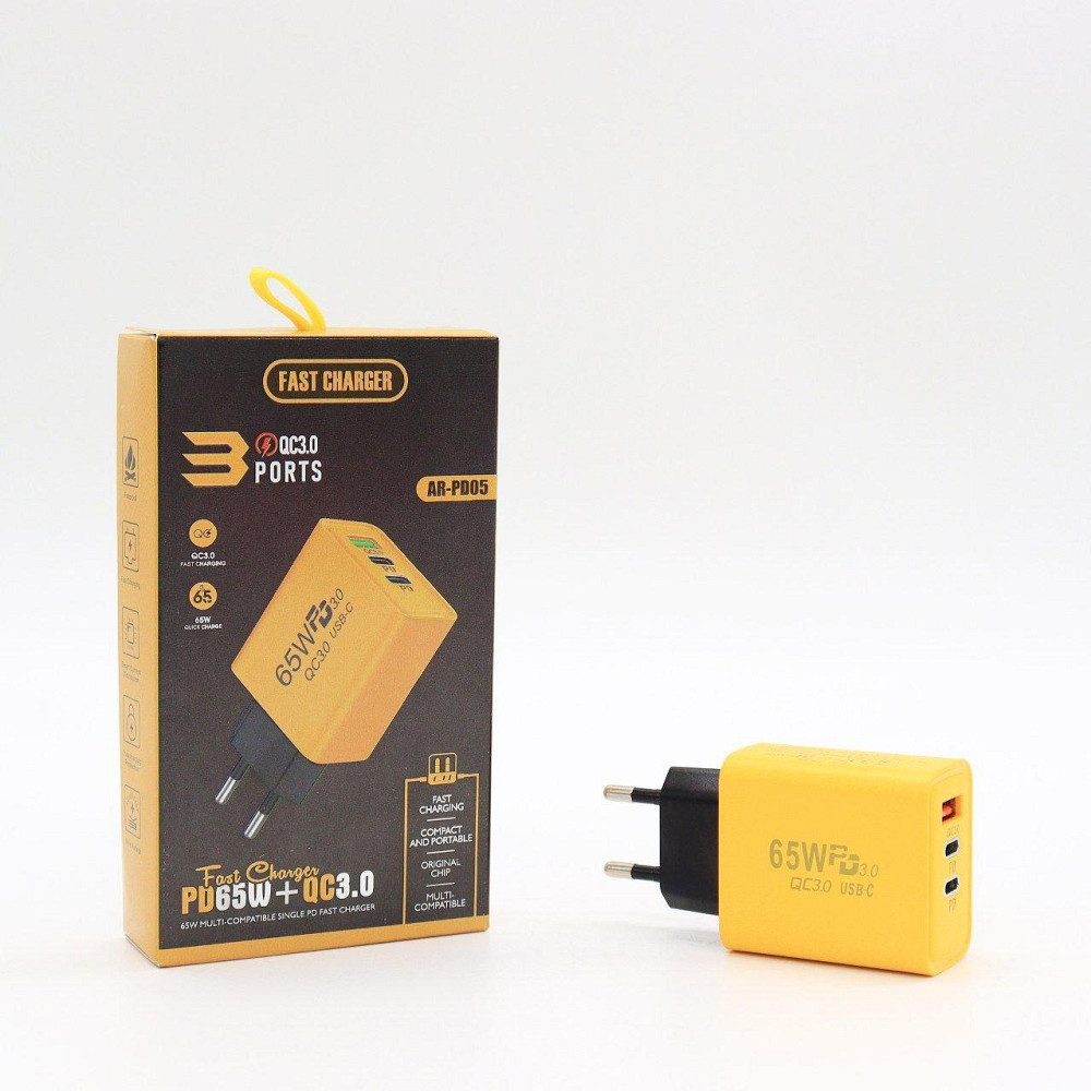 Адаптер для заряджання 65W, 1xUSB 2хType-C / Швидкий блок зарядки / Зарядка для телефону / Зарядний блок Київ - фото 10