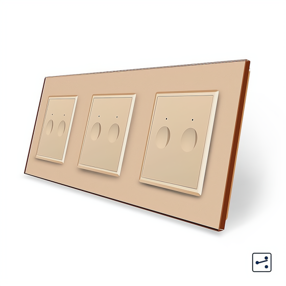 LIVOLO Сенсорний прохідний/перехресний вимикач Sense 6 сенсорів (2-2-2) Livolo золотий скло (VL Коломия