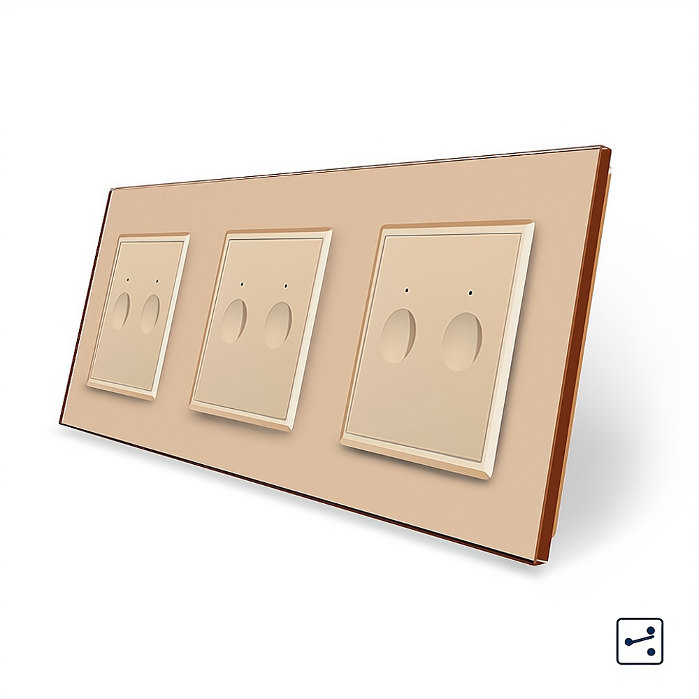 LIVOLO Сенсорний прохідний/перехресний вимикач Sense 6 сенсорів (2-2-2) Livolo золотий скло (VL Коломия - фото 1