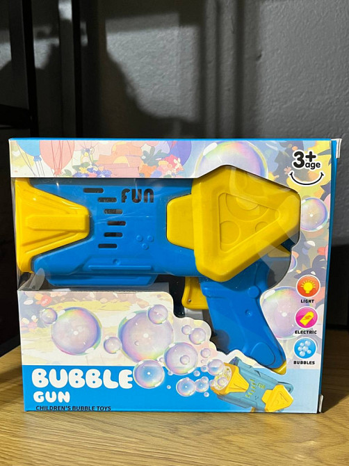 Детский генератор мыльных пузырей Пистолет 2238(Blue) со светом Винница - изображение 2