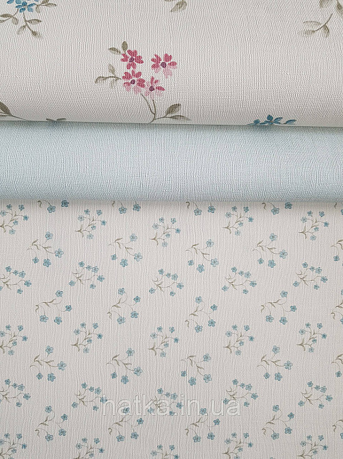 Шпалери вінілові на флізеліні A.S.Creation Maison charme 0.53x10 прованс квіти маленькі блакитні на біло рожевому Київ - фото 2