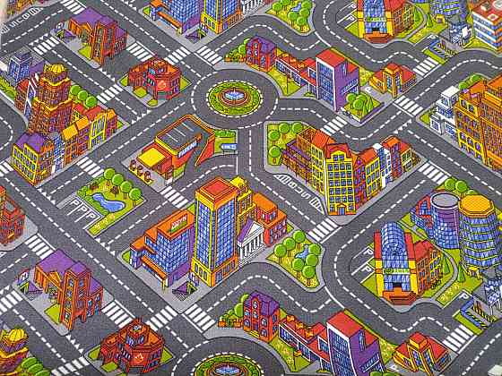 Ковролин для детской комнаты AW Big City с дорогами, ширина 2 метра. Каменское