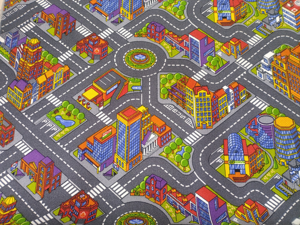 Ковролин для детской комнаты AW Big City с дорогами, ширина 2 метра. Каменское - изображение 1