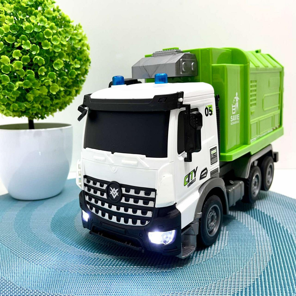 Машина сміттєвоз на радіокеруванні світлові ефекти 29 см Зелена (YJ-117-1-2) Чернігів - фото 2