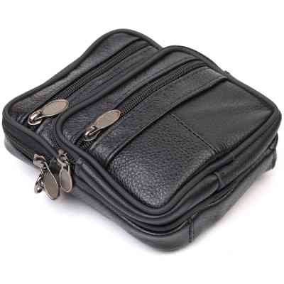 Сумка Vintage На пояс из натуральной кожи Черная (21483) Винница