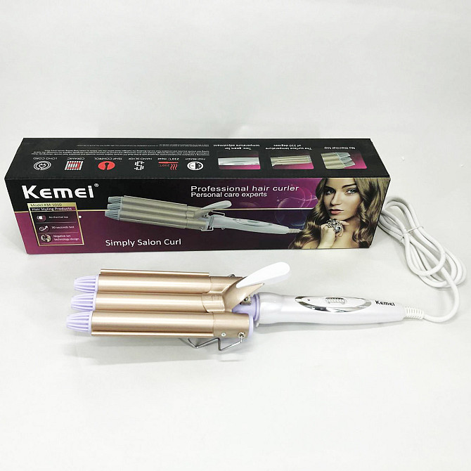 Плойка для гладких волос и локонов Kemei KM-1010, Плойка для кудрей для завивки прически EA-45 Киев - изображение 9