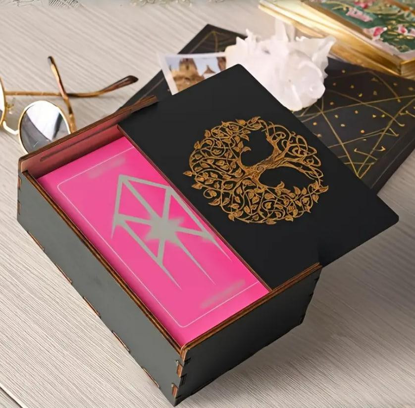 Деревянная коробка для хранения Таро Древо жизни, портативный контейнер для карт, футляр для Таро Киев - изображение 1