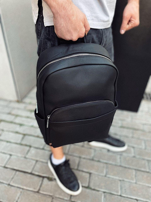 Якісний чоловічий рюкзак з натуральної шкіри чорний міцний ранець на кожен день Tiding Bag Київ - фото 9