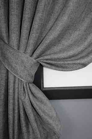 Комплект коротких штор VR-Textil Лен Мешковина № 108ш Серый 130х170см 2 шт (35-0117) Киев