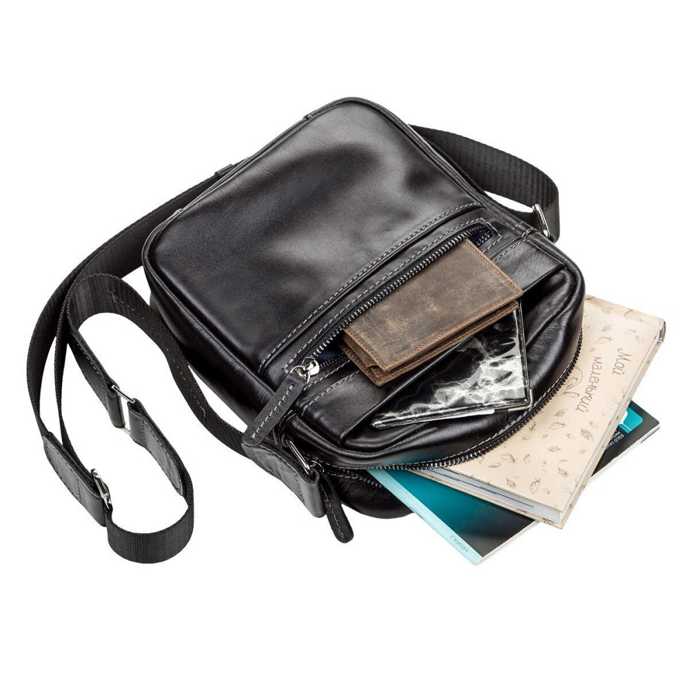 Сумка мужская кожаная Черная (SHVIGEL) Киев - изображение 2