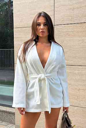 Жіночий теплий базовий короткий кардиган із заходом в'язана ангора Білий, 48/50 Одеса