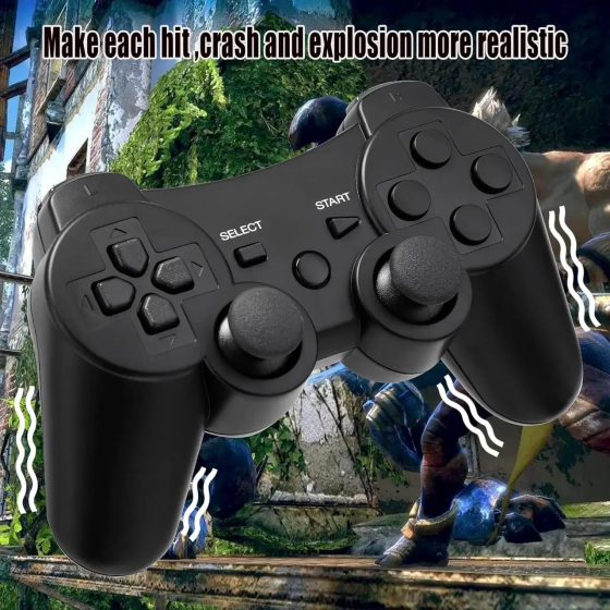 Бездротові контролери для PS3 (2 шт.) Bluetooth, Dual Shock, 6-осьовий датчик руху, вібрація, USB, чорні Київ