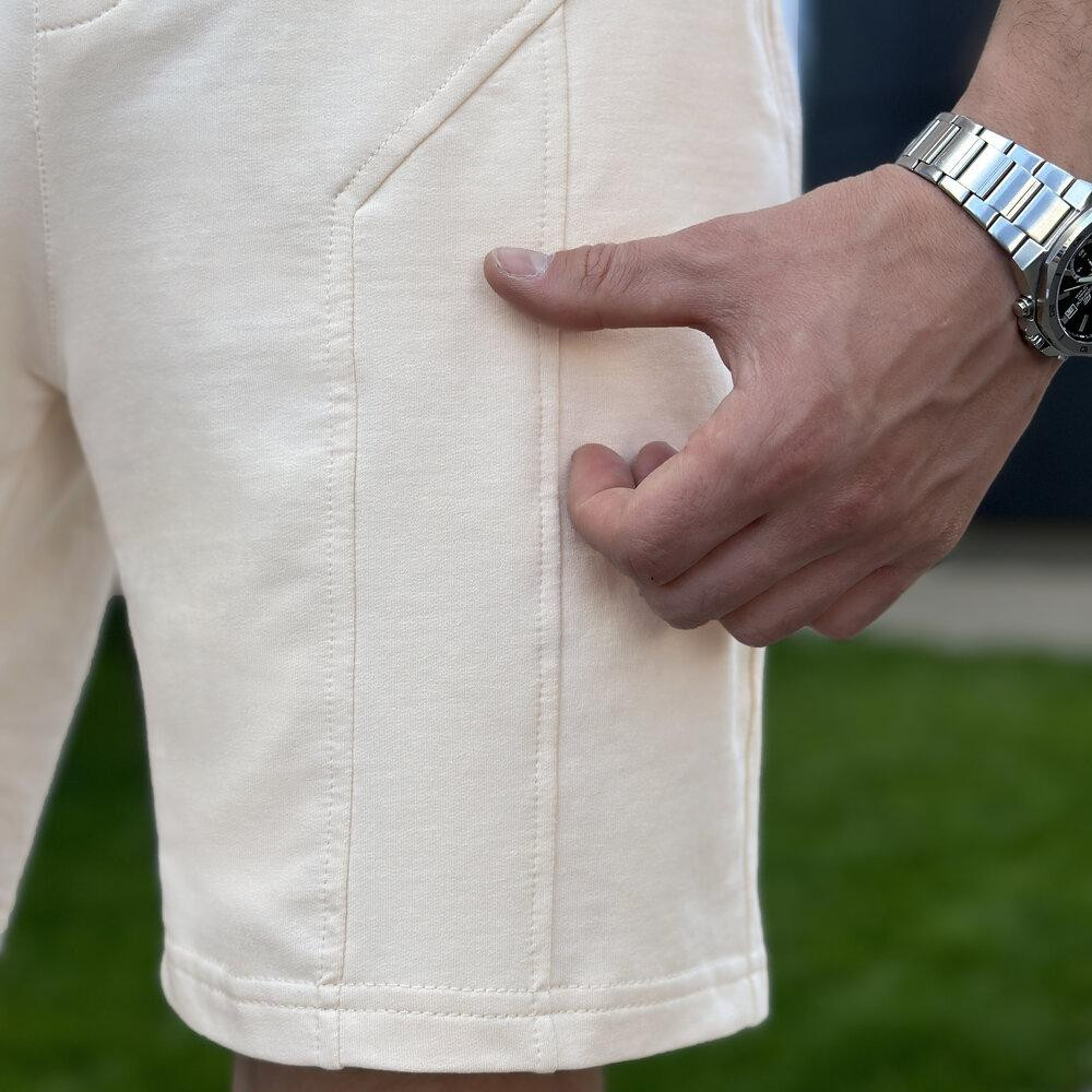 Літній комлект для чоловіків світлий бежевий шорти та футболка Pobedov Barel Київ - фото 3