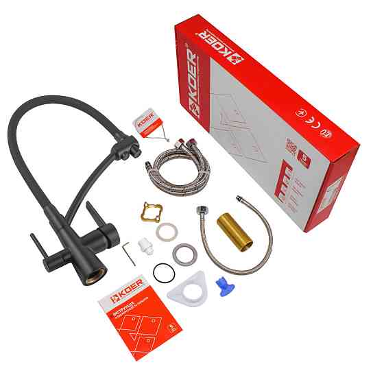 Кухонний змішувач з силік. виливом і вих. для питної води KOER KB-72003-05 (KR3376) Київ