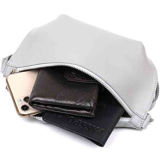 Жіноча бананка із натуральної шкіри Shvigel 16389 Сірий Київ