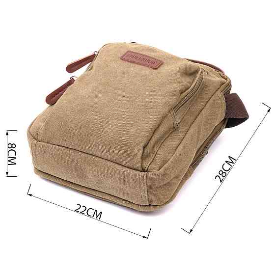 Містка вертикальна сумка для чоловіків із текстилю Vintage 22238 Оливковий Київ