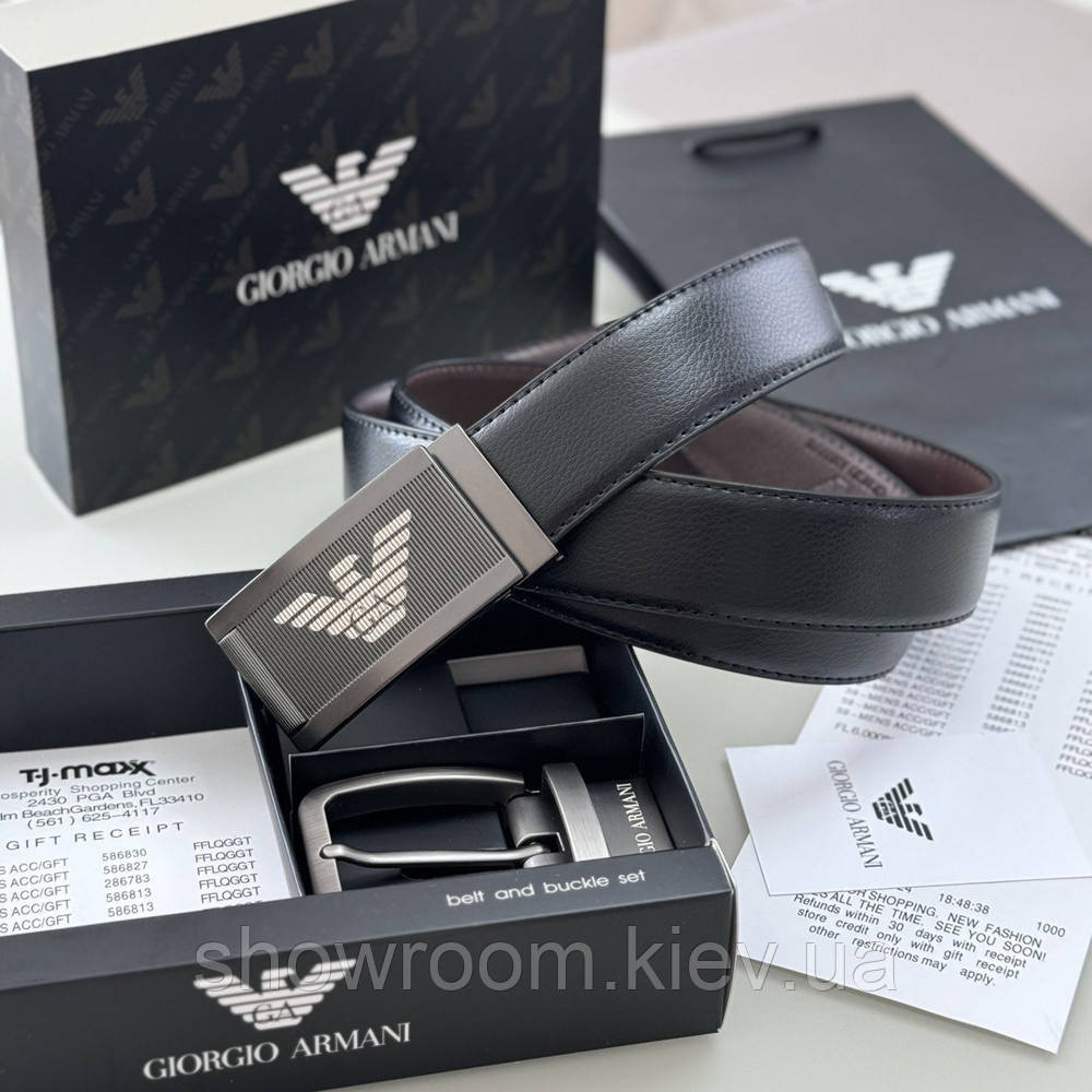 Чоловічий шкіряний ремінь із двома пряжками, подарункова упаковка GA (313) Київ - фото 3