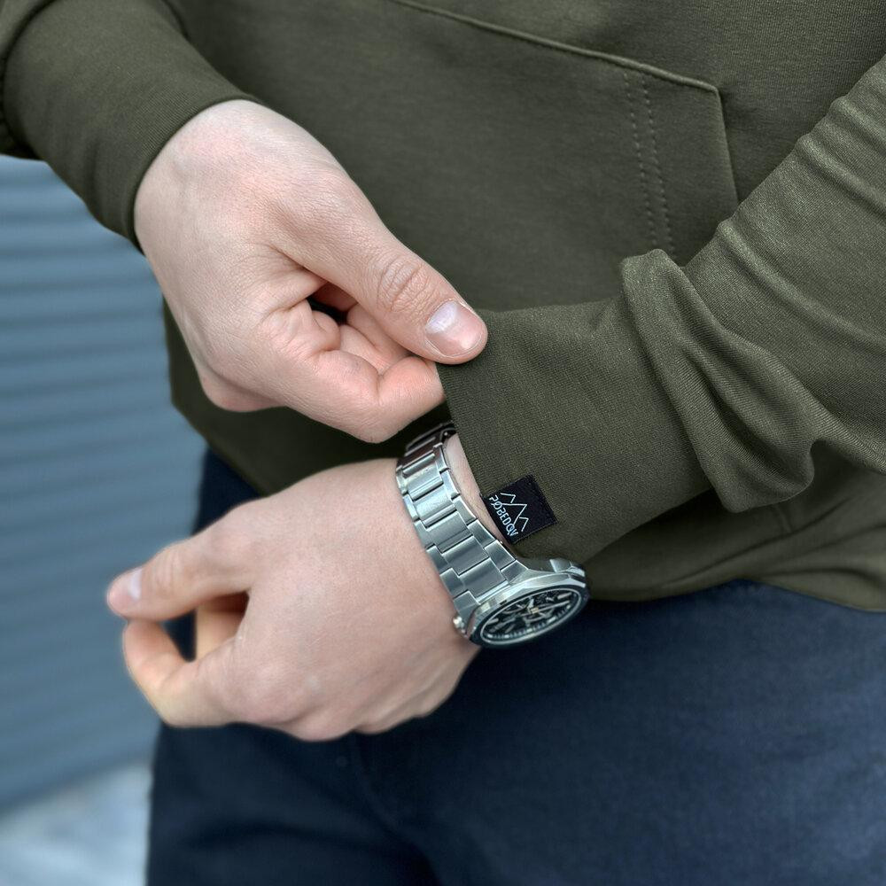 Чоловіче демісезонне худі з капюшоном світлий хакі Pobedov 001 Київ - фото 5