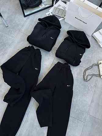 Чоловічий теплий стильний тринитний костюм на флісі + манжети рибана Чорний, 42/46 Одеса