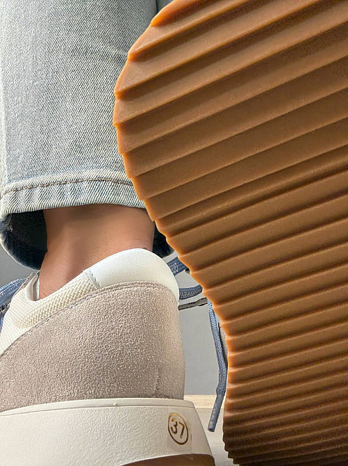 Кросівки жіночі Hengji 23-23 комбіновані замша з сіткою подвійний шнурок сірі, 41, 25,5 см Київ - фото 5